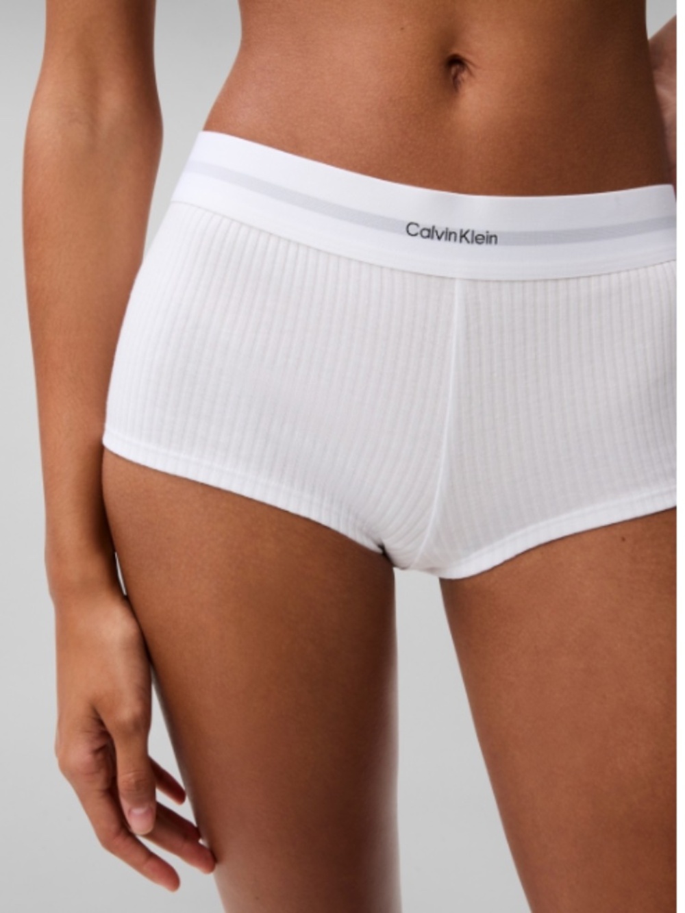 Calvin Klein Underwear Cotton Modal Stretch Rib Boyshorts Women Underwear White